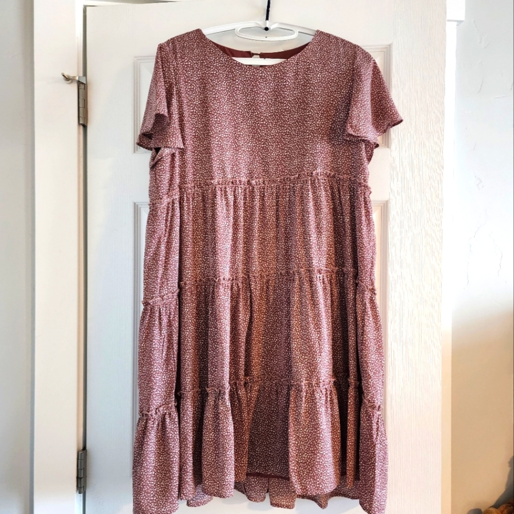 Flirty Dusty Rose Tiered Dress